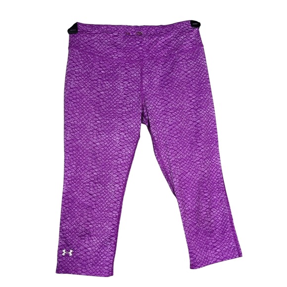 Under‎ Armour Heatgear Capri Leggings Womens Size Medium Purple - Picture 1 of 9